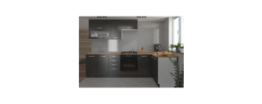 Cdiscount: LASSEN Cuisine complète d'angle 240x165 cm - 8 éléments - Gris Matera à 549,99€ (au lieu de 599,99€)