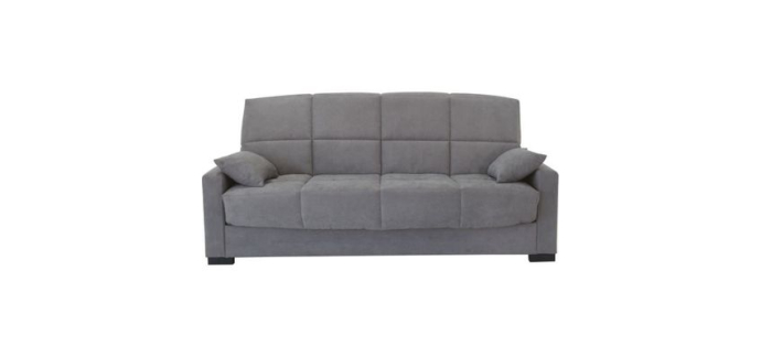 Cdiscount: Canapé clic clac 3 places MEGAN - Gris clair, matelas 14 cm, 130 x 190 cm à 469,99€