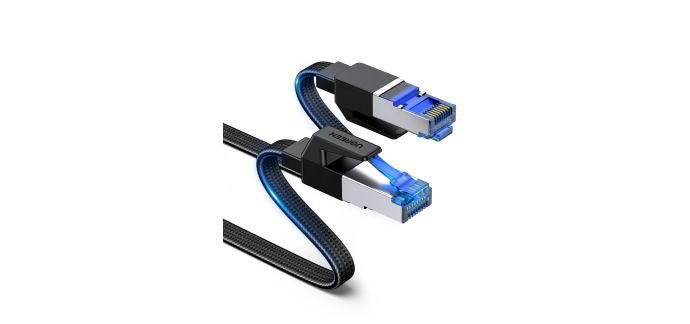 Amazon: Câble Ethernet UGREEN Cat 8 - RJ45 40 Gbps, 2000 MHz, plat nylon tressé, cuivre 26AWG, 1 m à 6,49€