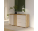 Cdiscount: Buffet ELISTON - Blanc Mat & Chêne - 2 Portes + 3 Tiroirs - L 159,6 × P 41,5 × H 81,7 cm à 249,99€