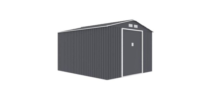 Cdiscount: Abri de jardin métal URANUS 8,84 m² - 277 x 319 x 202 cm, 2 portes coulissantes à 329,99€