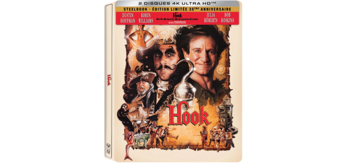 Amazon: Blu-ray 4K Steelbook Hook ou la revanche du capitaine crochet à 25,02€ (au lieu de 29,99€)