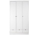 Cdiscount: Armoire de chambre - Décor blanc - 3 portes battantes + 3 tiroirs - L120 x P51 x H200 cm - Style cam