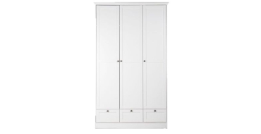 Cdiscount: Armoire de chambre - Décor blanc - 3 portes battantes + 3 tiroirs - L120 x P51 x H200 cm - Style cam