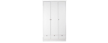 Cdiscount: Armoire de chambre - Décor blanc - 3 portes battantes + 3 tiroirs - L120 x P51 x H200 cm - Style cam