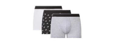 LIDL: ESMARA MEN Boxers homme lot de 3 - 95% coton, 5% élasthanne à 3,99€ (au lieu de 8,99€)