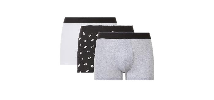 LIDL: ESMARA MEN Boxers homme lot de 3 - 95% coton, 5% élasthanne à 3,99€ (au lieu de 8,99€)