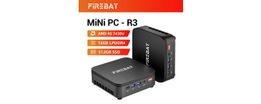 JoyBuy: FIREBAT R3 Mini PC - AMD Ryzen 5 7430U, 16 Go RAM, 512 Go SSD - écran à 279,79€ (au lieu de 499,99€)