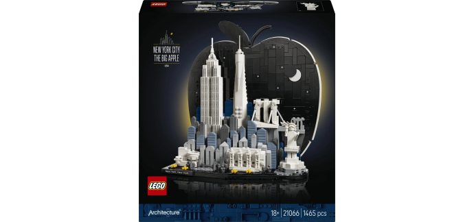 Amazon: LEGO® Architecture New York (21066) à 89,24€ (au lieu de 110,16€)