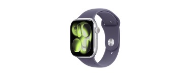Amazon: Apple Watch Series 11 GPS + cellulaire - 46 mm, boîtier aluminium argenté, bracelet sport violet à 3