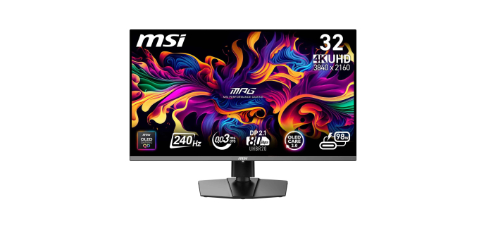 Amazon: Écran PC 31.5" MSI MPG 322URX - QD-OLED, 4K UHD, 240 Hz, 0.03 ms à 743,99€ (au lieu de 881,57€)