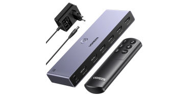 Amazon: Switch HDMI 2.1 UGREEN - 8K@60Hz/4K@120Hz-144Hz, 5 entrées / 1 sortie, VRR, HDR10+, télécommande à 5