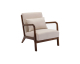 Sweeek: Fauteuil tissu beige - bois d'hévéa teinté noyer à 119,99€ (au lieu de 199,99€)