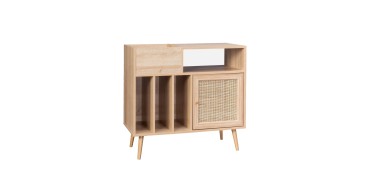 Sweeek: Meuble vinyle cannage et décor bois 1 porte à 77,99€ (au lieu de 129,99€)