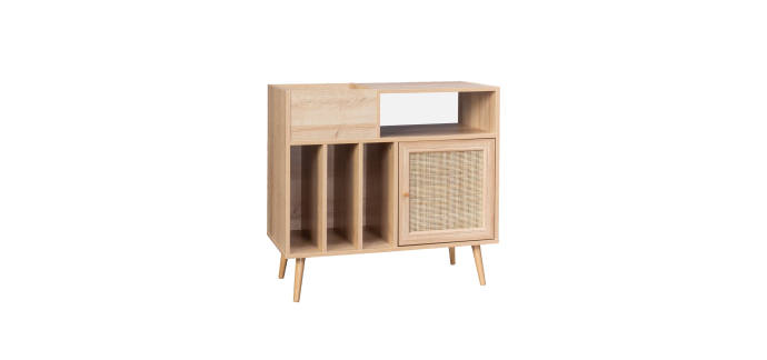 Sweeek: Meuble vinyle cannage et décor bois 1 porte à 77,99€ (au lieu de 129,99€)
