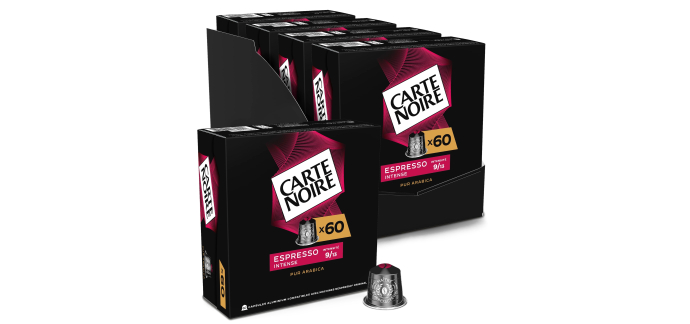 Amazon: Lot de 240 capsules de Café Espresso intense n°9 Carte noire à 39,58€ (au lieu de 67,74€) (via prévo