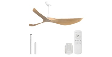 JoyBuy: Sofucor 38k009 Ventilateur de plafond 38 pouces - tige blanche, pales ABS naturel à 109,98€