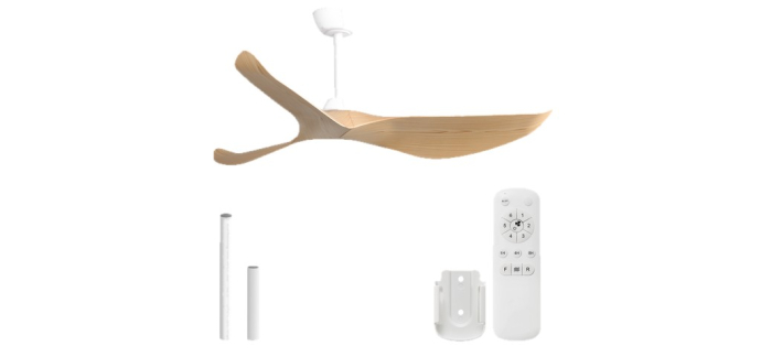 JoyBuy: Sofucor 38k009 Ventilateur de plafond 38 pouces - tige blanche, pales ABS naturel à 109,98€