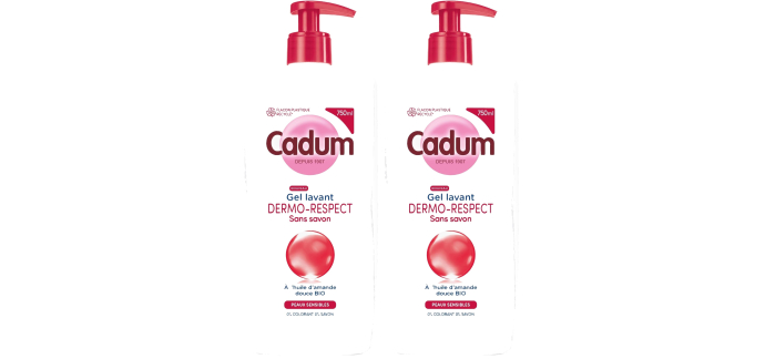 Amazon: Lot de 2 gels lavant Cadum Dermo Respect 750ml - Sans savon, huile d'amande douce bio à 5,97€