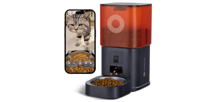 Amazon: Distributeur de croquettes automatique pour chat - caméra, 6L, WiFi 2.4G à 57€ (au lieu de 91,05€)