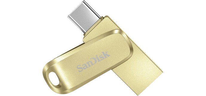 Amazon: Clé USB SanDisk 128 Go Ultra Dual Drive Luxe - USB-C et USB-A, métal à 21,99€ (au lieu de 23,42€)