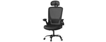 JoyBuy: JOYFURNOS Chaise pivotante ergonomique en maille - Soutien lombaire, appui-tête, accoudoirs relevabl