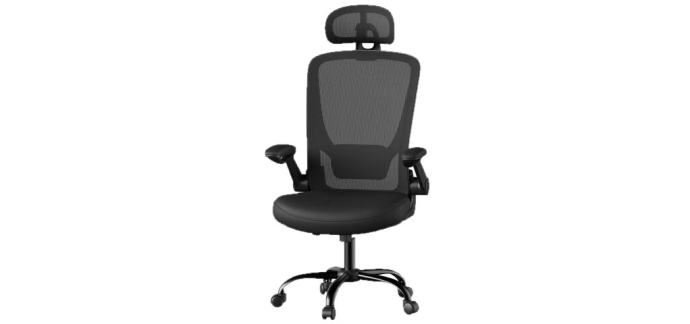 JoyBuy: JOYFURNOS Chaise pivotante ergonomique en maille - Soutien lombaire, appui-tête, accoudoirs relevabl