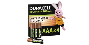 Amazon: Lot de 4 piles rechargeables Duracell - AAA, 900 mAh à 7,9€ (au lieu de 14,59€)