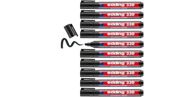 Amazon: Lot de 10 marqueurs permanent Edding 330 noir pointe biseautée 1-5 mm à 5,71€ (au lieu de 10,34€)