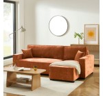 Cdiscount: Canapé d'angle convertible et réversible GAVI 4 places tissu terracotta à 499,99€