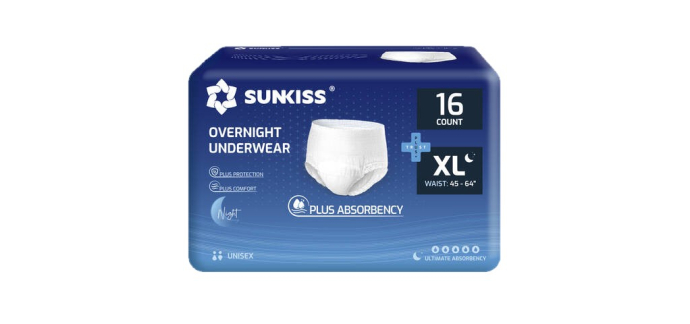 JoyBuy: SUNKISS TrustPlus Lot de 16 couches jetables absorbantes unisexes pour incontinence adulte - Taille