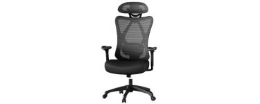 JoyBuy: JOYFURNOS Chaise d'ordinateur ergonomique en maille noire - 70×71×(114-124) cm, soutien lombaire rég