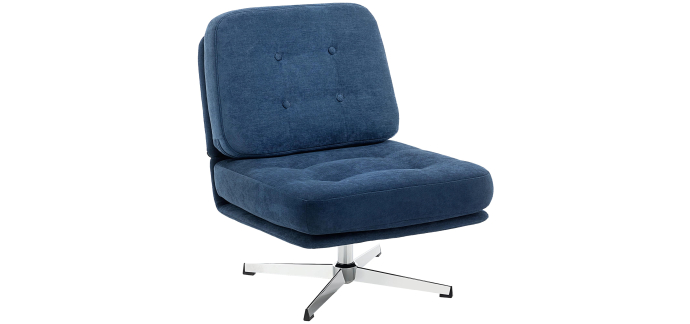Amazon: Fauteuil sans accoudoirs Homcom - Rotatif, Assise Large, Bleu Foncé à 63,60€ (au lieu de 103€)