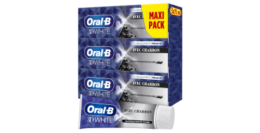 Amazon: Dentifrice Oral-B Charbon 3D White - Pack de 3 x 75ml à 3,63€ (au lieu de 6,76€)