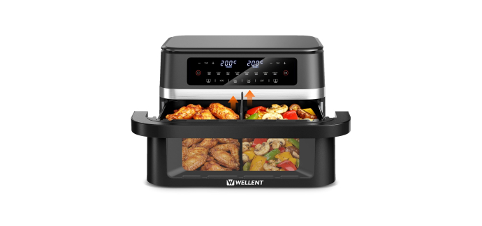 Amazon: Air Fryer Double Compartiments Wellent - 12L, 2950W, Noir à 77,16€ (au lieu de 117,41€)