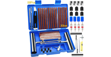 Amazon: Kit de réparation pneu - 58 pièces à 10,99€