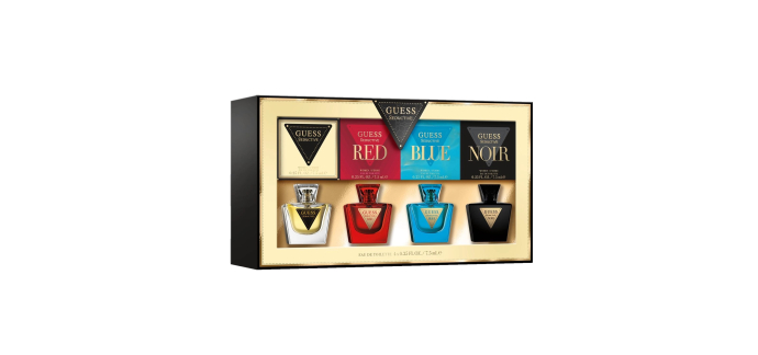 Amazon: Coffret Eau de Toilette Femme Guess - 4 Miniatures 7,5 ml (Seductive, Red, Blue, Noir) à 19€