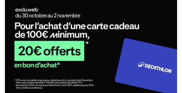Decathlon: 20€ offerts en bon d'achat pour l'achat d'une carte cadeau de 100€