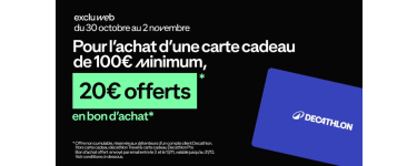 Decathlon: 20€ offerts en bon d'achat pour l'achat d'une carte cadeau de 100€