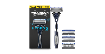 Amazon: Rasoir homme Wilkinson Sword Hydro 5 - Manche + 4 Recharges, 5 Lames Carbone, Gel Hydratant Aloe Ver