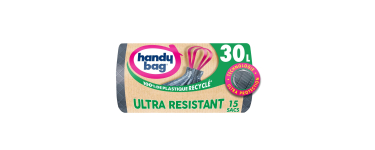 Amazon: Rouleau de 15 sacs poubelle Handy Bag - Poignées coulissantes, 30L à 2,03€ (via prévoyez et économis