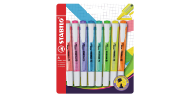 Amazon: 8 Surligneurs Stabilo swing cool - fluo assortis à 6€ (au lieu de 9,99€)