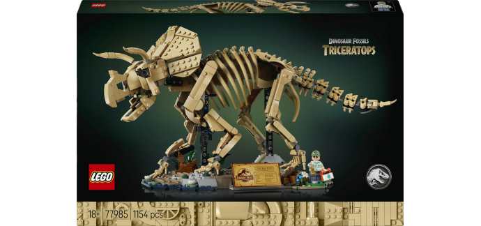 Amazon: LEGO® Jurassic World Les fossiles de dinosaure le tricératops (77985) à 59,99€