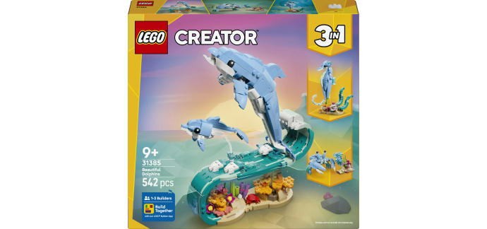 Amazon: LEGO® Creator Animaux marins Les beaux dauphins (31385) à 26,98€ (au lieu de 35,91€)
