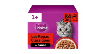 Amazon: Whiskas Les Repas Classiques - 84 repas humides en sauce pour chats (84×85g) à 24,04€ (au lieu de 38