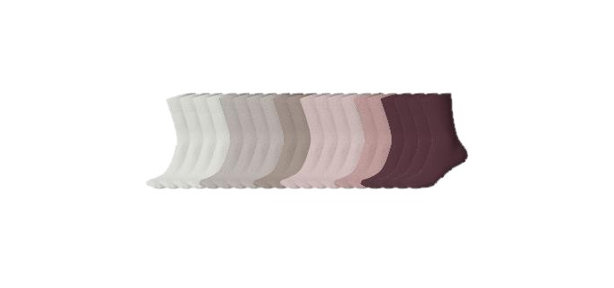 LIDL: ESMARA Lot de 20 paires de chaussettes femme - 76% coton, 35-38 à 7,99€ (au lieu de 18,99€)