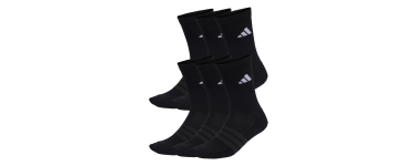 Amazon: Lot de 6 paires de chaussettes matelassées mi-mollet Adidas - Tailles 31-51 à 14,99€