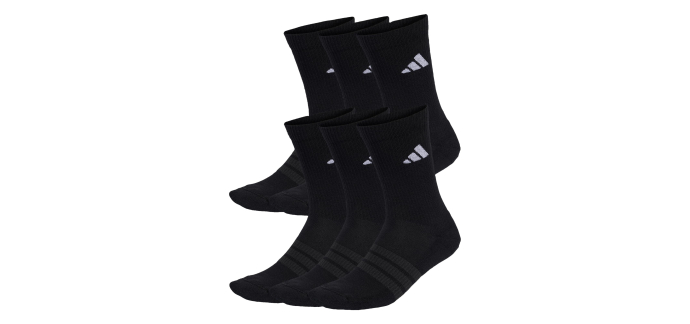 Amazon: Lot de 6 paires de chaussettes matelassées mi-mollet Adidas - Tailles 31-51 à 14,99€