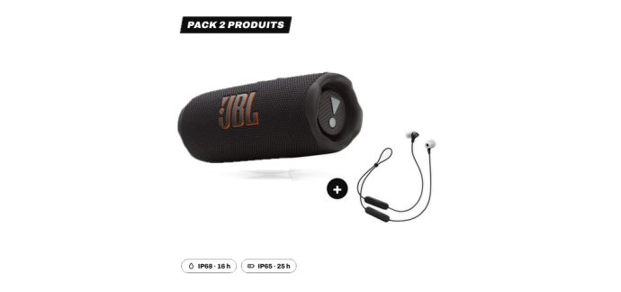 JoyBuy: Pack JBL Flip 7 + Endurance Run 3 BT - Enceinte & écouteurs sport - Noir à 99€ (au lieu de 129€)