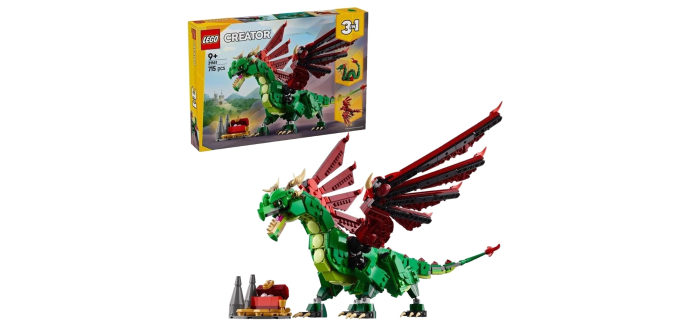 Amazon: LEGO® Creator 3-en-1 Le Dragon Médiéval (31161) à 37,49€ (au lieu de 44,64€)